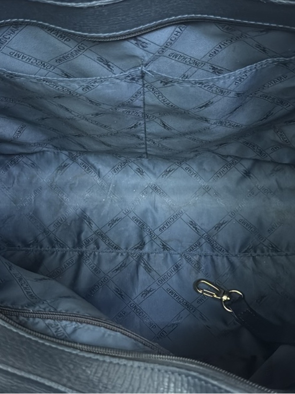 LONGCHAMP NAVY LEATHER 'PENELOPE' TASSEL TOTE BAG - Picture 4 of 5
